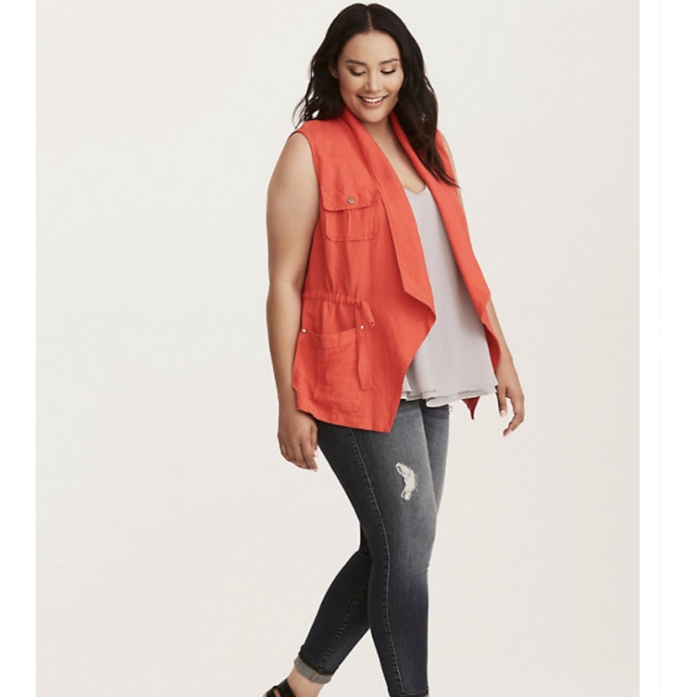 Torrid Drape Front Linen Vest